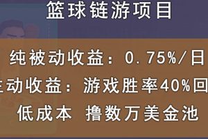 （2893期）国外区块链篮球游戏项目，前期加入秒回本，被动收益日0.75%，撸数万美金