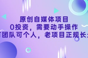 （3303期）原创自媒体项目，0投资，需要动手操作，可团队可个人，老项目正规长久