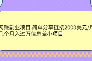 （2302期）网赚副业项目 简单分享链接2000美元/月+几个月入过万信息差小项目