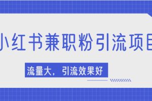 （2129期）小红书引流项目，日引1000+兼职粉，流量大，引流效果好【视频课程】