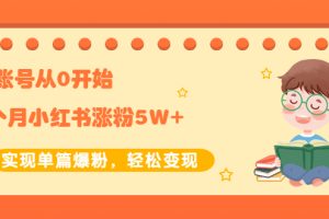 （2052期）新账号从0开始3个月小红书涨粉5W+实现单篇爆粉，轻松变现（干货）