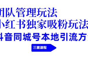 （1922期）团队管理玩法+小红书独家吸粉玩法+抖音同城号本地引流方法（三套课程）