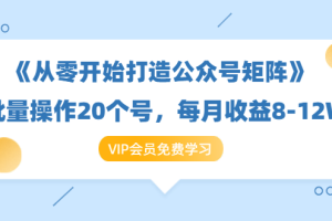 （1419期）《从零开始打造公众号矩阵》批量操作20个号，每月收益大概8-12W（44节课）