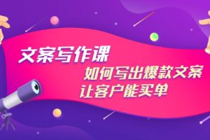 （2982期）文案写作课：如何写出爆款文案，让客户能买单，价值1999元