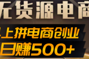 （4475期）抖上拼无货源电商创业项目、外面收费12800，日赚500+的案例解析参考