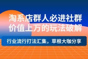 （3923期）淘系店群人必进社群，价值上万的玩法破解，行业流行打法汇集，草根大咖分享