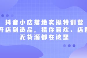 （2175期）抖音小店落地实操特训营，从开店到选品，猜你喜欢、店群、无货源都在这里