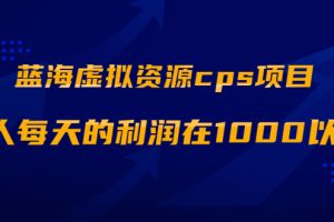 （1887期）蓝海虚拟资源cps项目，目前最高单人每天的利润在1000以上【视频课程】