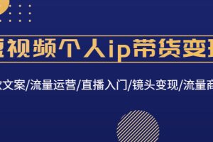 （4595期）短视频个人ip带货变现：爆款文案/流量运营/直播入门/镜头变现/流量商业