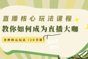 （4199期）直播核心玩法：教你如何成为直播大咖，各种核心玩法（20节课）