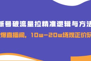 （3689期）新号破流量拉精准逻辑与方法，引爆直播间，10w-20w场观正价玩法