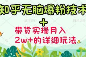 （3104期）《知乎无脑爆粉技术》+图文带货月入2W+的玩法送素材（无水印视频课）