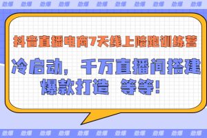 （3145期）抖音直播电商7天线上陪跑训练营：冷启动，千万直播间搭建，爆款打造等等