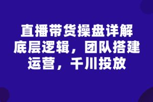 （2799期）直播带货操盘详解：底层逻辑，团队搭建，运营，千川投放