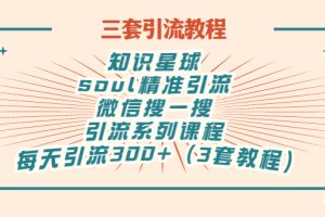 （2867期）知识星球+soul+微信搜一搜，引流系列课程，每天300+精准粉（3套教程)