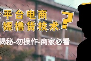 （4515期）外面收费2980的全平台电商白嫖撸货技术（仅揭秘-勿操作-商家必看）