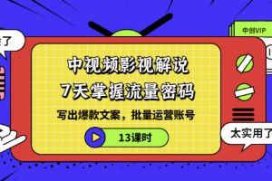 （3079期）中视频影视解说：7天掌握流量密码：写出爆款文案，批量运营账号（13课时）