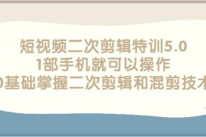 （2674期）短视频二次剪辑特训5.0，1部手机就可以操作，0基础掌握二次剪辑和混剪技术