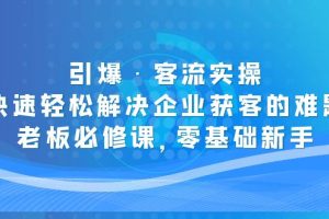 （5205期）引爆·客流实操：快速轻松解决企业获客的难题，老板必修课，零基础新手