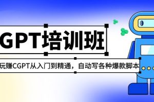 （5249期）2023最新CGPT培训班：玩赚CGPT从入门到精通 自动写各种爆款脚本(3月23更新)