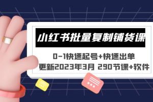 （5321期）小红书批量复制铺货课 0-1快速起号+快速出单 (更新2023年3月 290节课+软件)