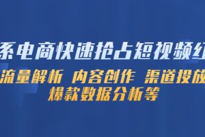 （5538期）淘系电商快速抢占短视频红利：流量解析 内容创作 渠道投放 爆款数据分析等