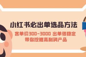 （5543期）小红书必出单选品方法：客单价300-3000 出单很稳定 带你挖掘高利润产品