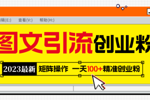 （5694期）2023最新图文引流创业粉教程，矩阵操作，日引100+精准创业粉