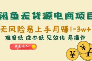 （6473期）闲鱼无货源电商项目：无风险易上手月赚10000+难度低 成本低 见效快 易操作