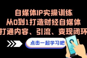 （6968期）自媒体IP实操训练，从0到1打造财经自媒体，打通内容、引流、变现闭环