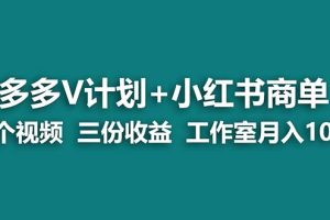 （7099期）【蓝海项目】多多v计划+小红书商单 一个视频三份收益 工作室月入10w打法