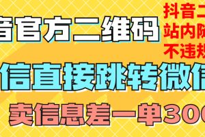 （7907期）价值3000的技术！抖音二维码直跳微信！站内无限发不违规！