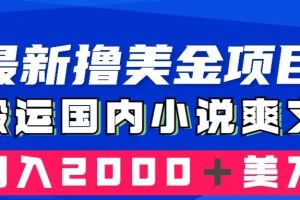 （8215期）最新撸美金项目：搬运国内小说爽文，只需复制粘贴，月入2000＋美金