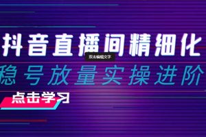 （8258期）2024抖音直播间精细化运营：稳号放量实操进阶 选品/排品/起号/小店随心…