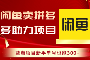 （8452期）闲鱼卖拼多多助力项目，蓝海项目新手单号也能300+