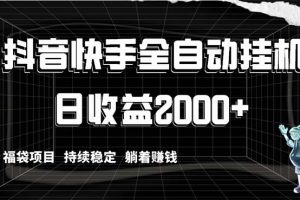 （8460期）抖音快手全自动挂机，解放双手躺着赚钱，日收益2000+，福袋项目持续稳定…