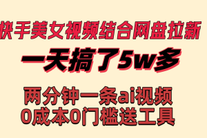 （8610期）快手美女视频结合网盘拉新，一天搞了50000 两分钟一条Ai原创视频，0成…