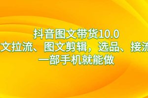 （8626期）抖音图文带货10.0，图文拉流、图文剪辑，选品、接流等，一部手机就能做