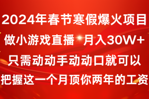 （8721期）2024年春节寒假爆火项目，普通小白如何通过小游戏直播做到月入30W+