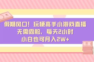 （8769期）假期风口！玩梗高手小游戏直播，无需露脸，每天2小时，小白也可月入2W+