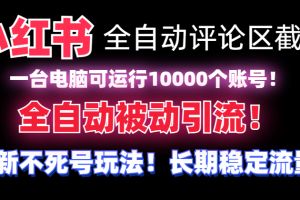 （8847期）【全网首发】小红书全自动评论区截流机！无需手机，可同时运行10000个账号