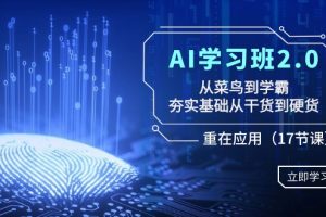 （8964期）AI学习班2.0：从菜鸟到学霸，夯实基础从干货到硬货，重在应用（17节课）