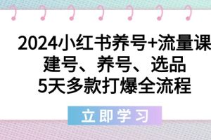 （8974期）2024小红书养号+流量课：建号、养号、选品，5天多款打爆全流程