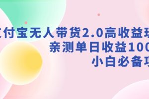 （9018期）支付宝无人带货2.0高收益玩法，亲测单日收益1000+，小白必备项目