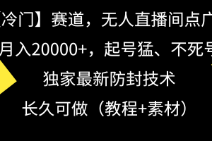 （9101期）【冷门】赛道，无人直播间点广告，月入20000+，起号猛、不死号，独家最…