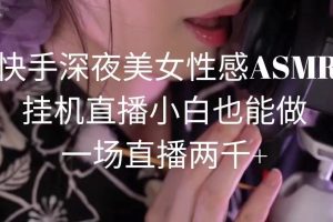 （9243期）快手深夜美女性感ASMR挂机直播，小白也能做，一场直播两千+