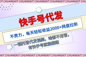 （9492期）快手号代发：不费力，每天轻松收益2000+网盘拉新一键托管代发视频