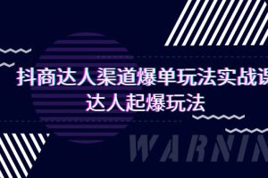 （9500期）抖商达人-渠道爆单玩法实操课，达人起爆玩法（29节课）