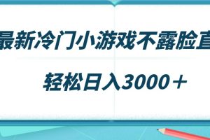 （9094期）最新冷门小游戏不露脸直播，场观稳定几千，轻松日入3000＋