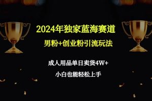 （9112期）2024年独家蓝海赛道男粉+创业粉引流玩法，成人用品单日卖货4W+保姆教程